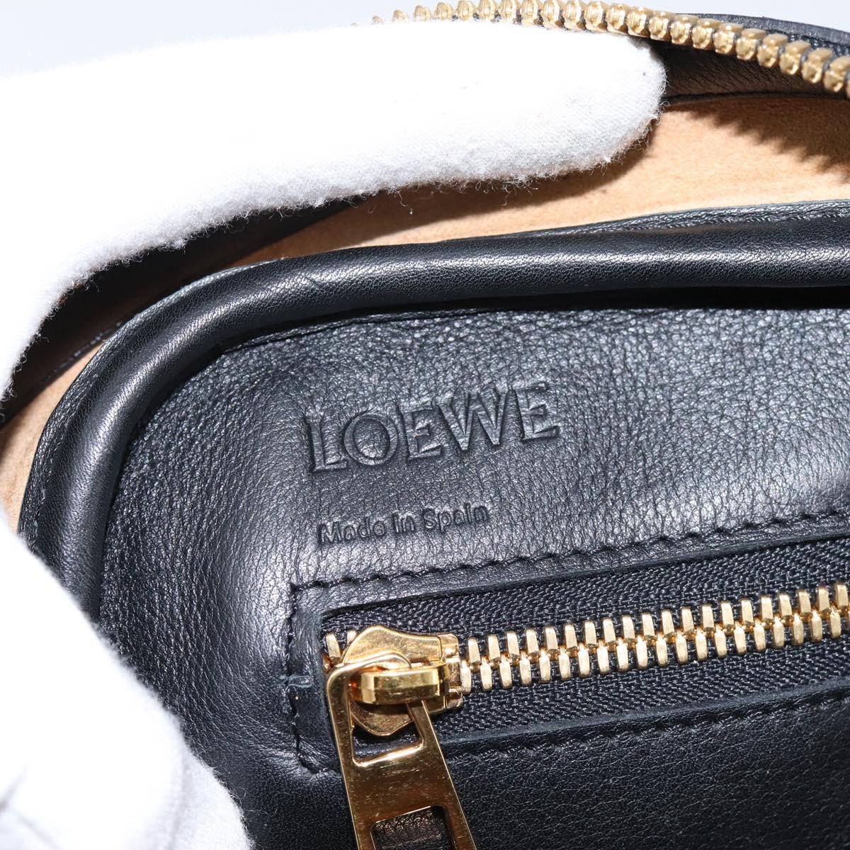 LOEWE Amazona 75 Hand Bag Leather 2way Black Gold Auth 202305V