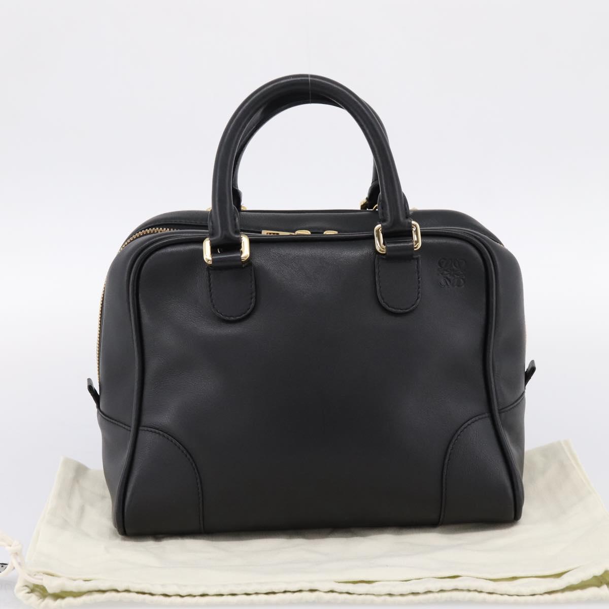 LOEWE Amazona 75 Hand Bag Leather 2way Black Gold Auth 202305V