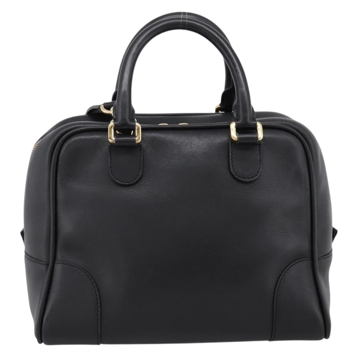 LOEWE Amazona 75 Hand Bag Leather 2way Black Gold Auth 202305V