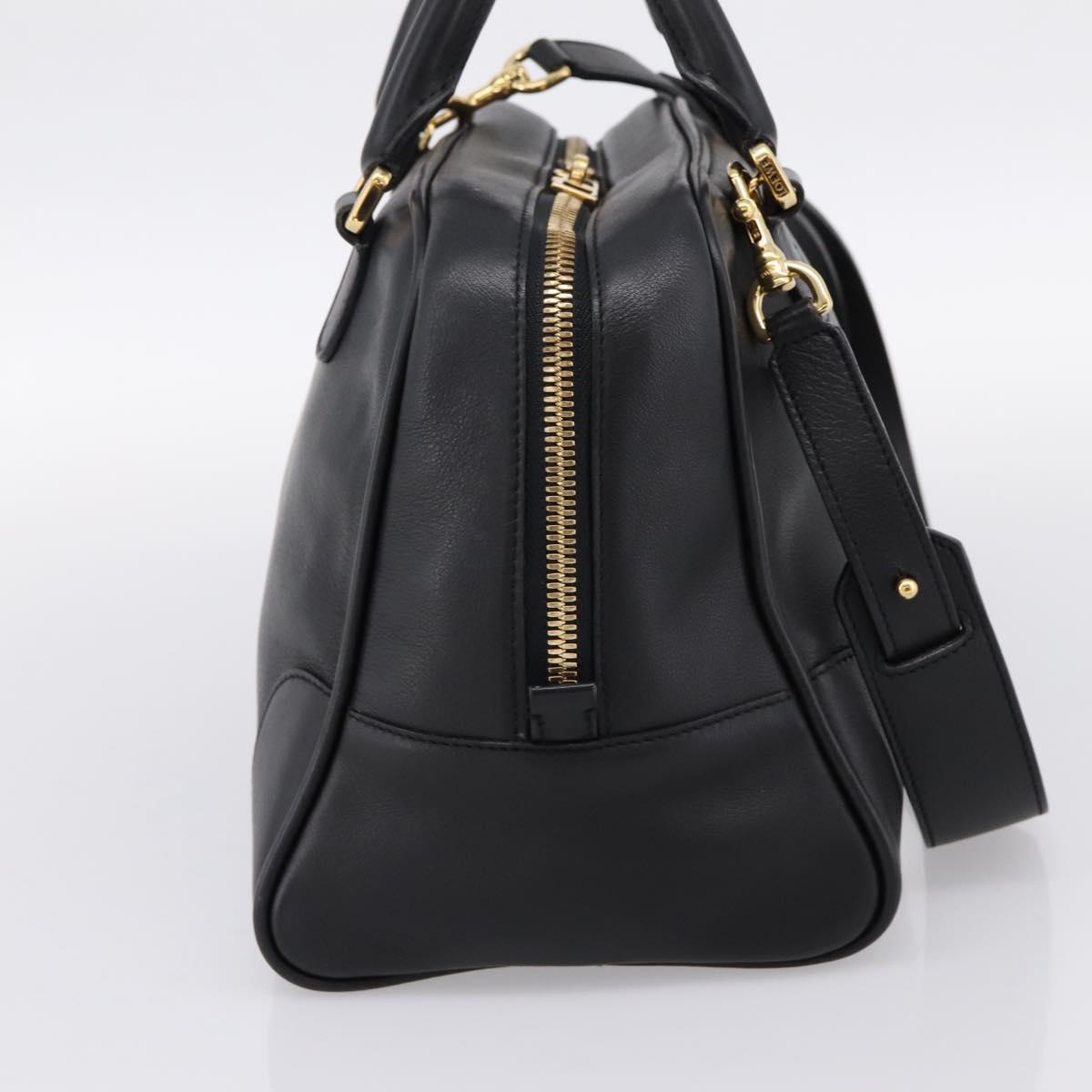 LOEWE Amazona 75 Hand Bag Leather 2way Black Gold Auth 202305V