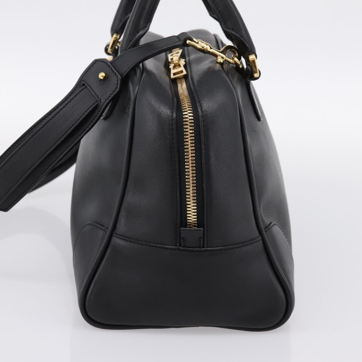 LOEWE Amazona 75 Hand Bag Leather 2way Black Gold Auth 202305V