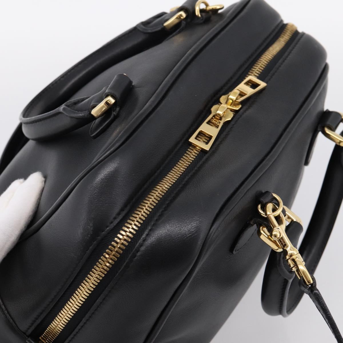 LOEWE Amazona 75 Hand Bag Leather 2way Black Gold Auth 202305V