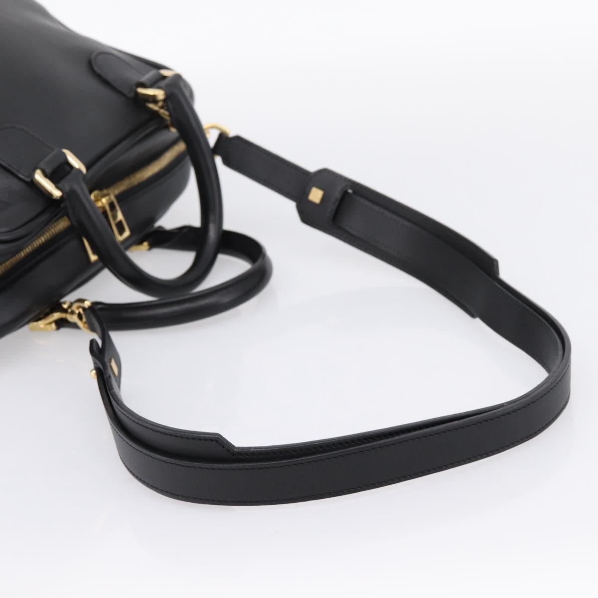 LOEWE Amazona 75 Hand Bag Leather 2way Black Gold Auth 202305V