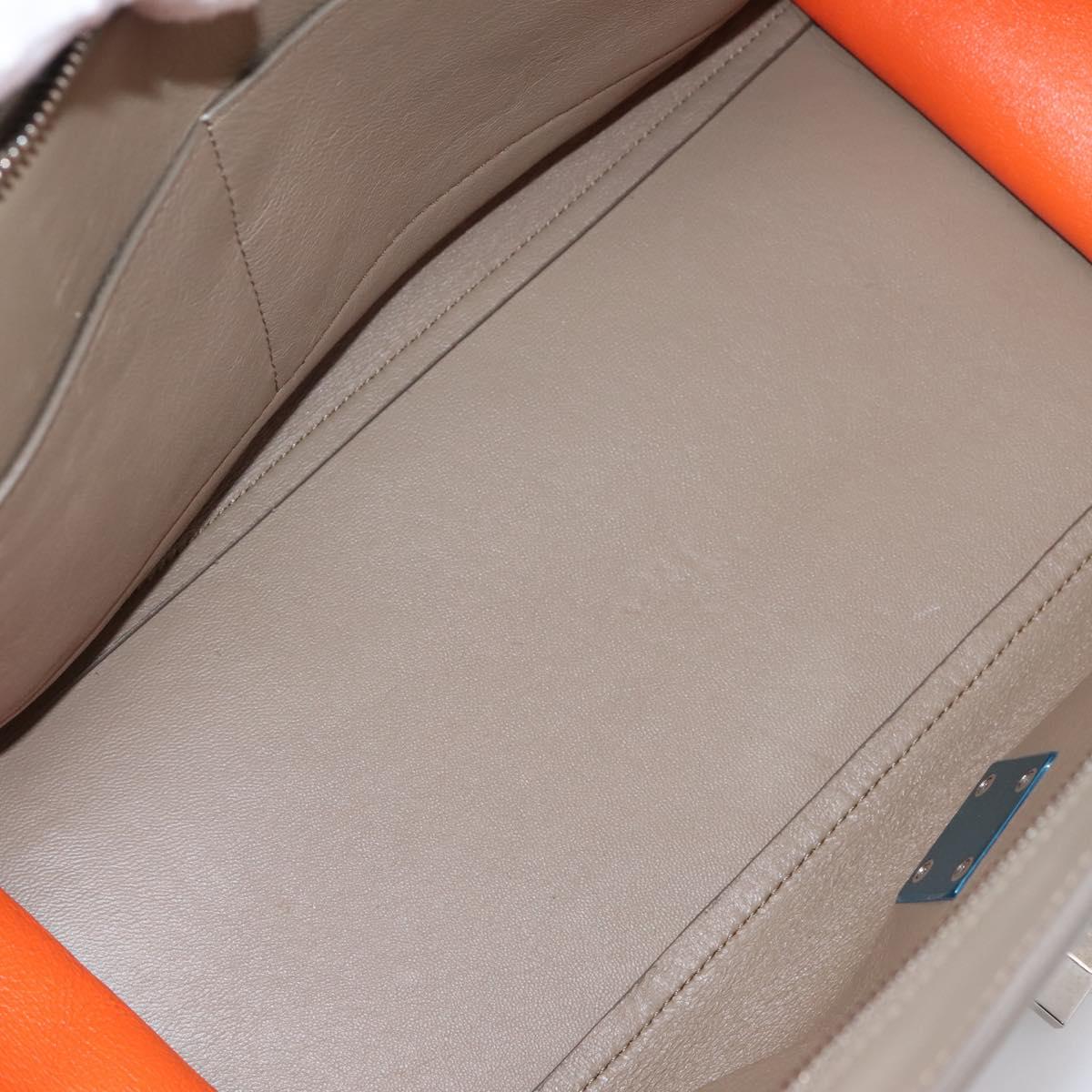 CELINE Trapeze Hand Bag Leather 2way Orange Silver Auth 202307V