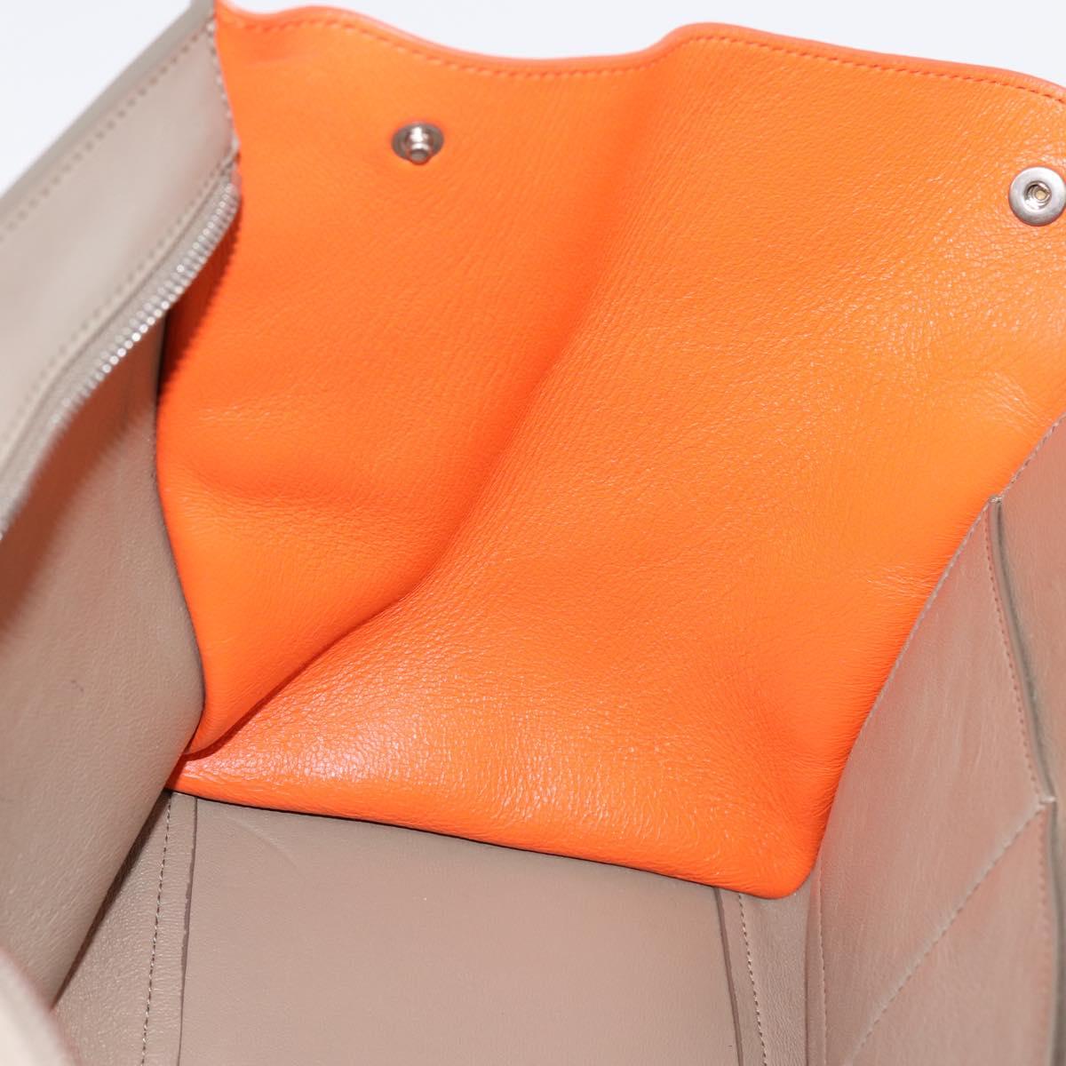CELINE Trapeze Hand Bag Leather 2way Orange Silver Auth 202307V