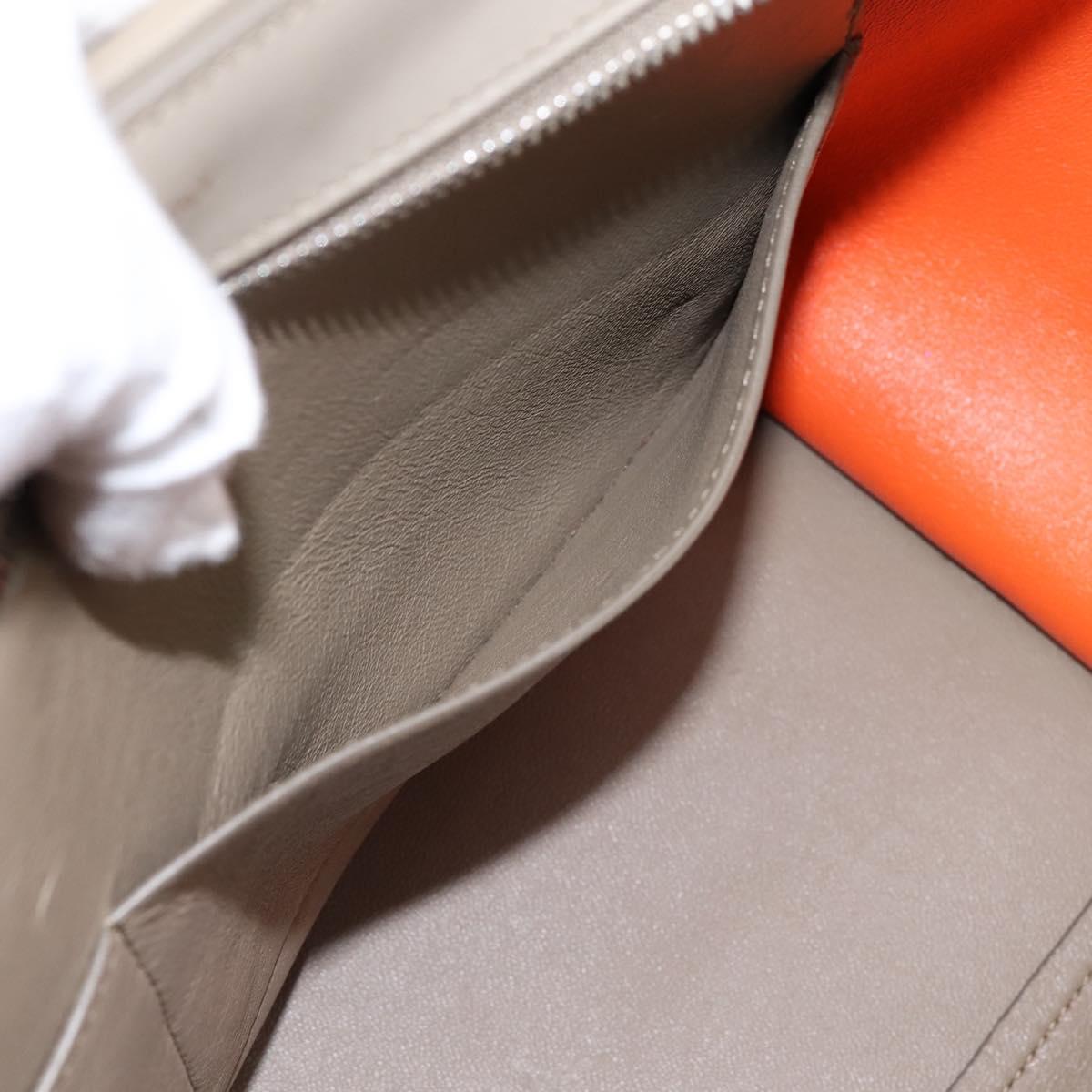 CELINE Trapeze Hand Bag Leather 2way Orange Silver Auth 202307V