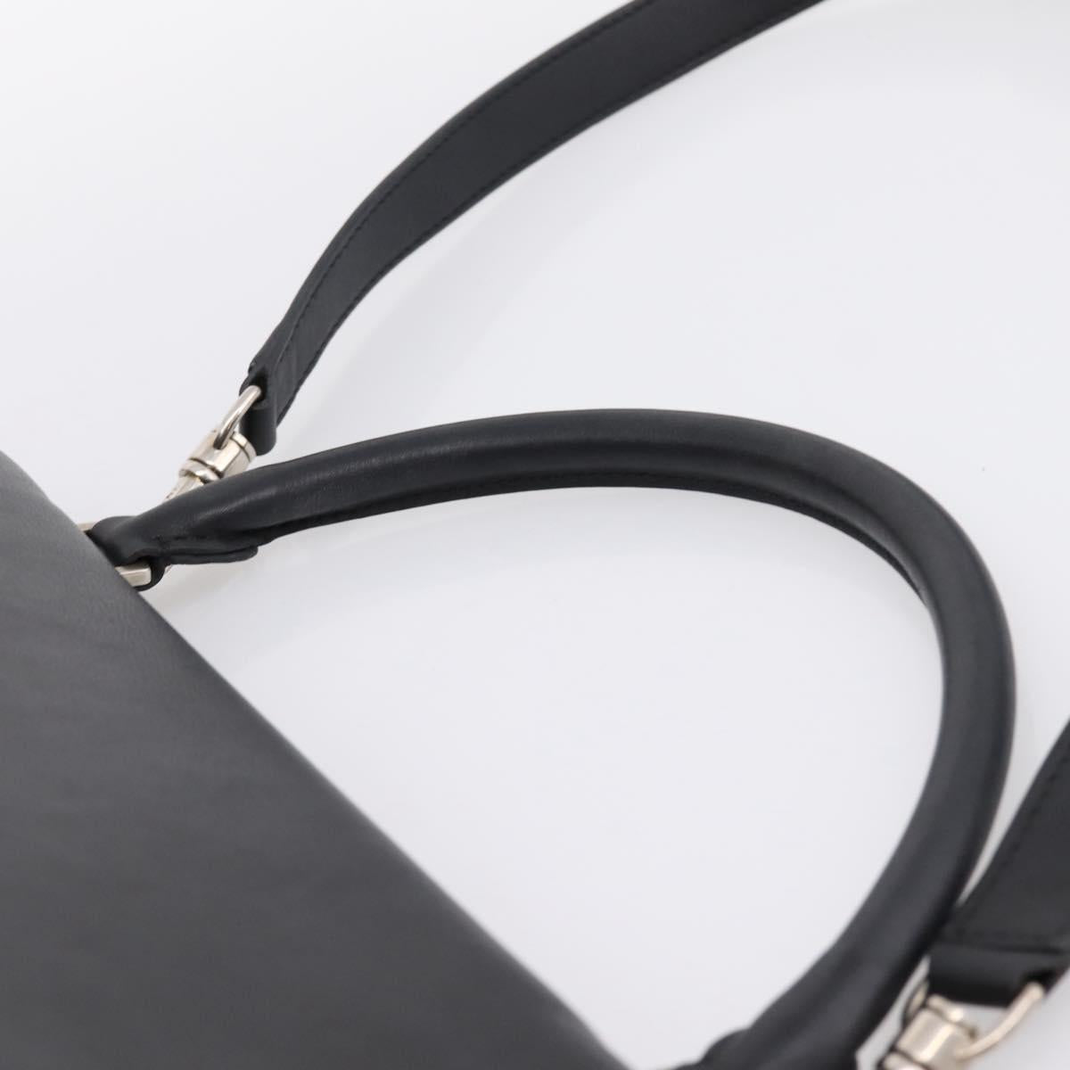 CELINE Trapeze Hand Bag Leather 2way Orange Silver Auth 202307V