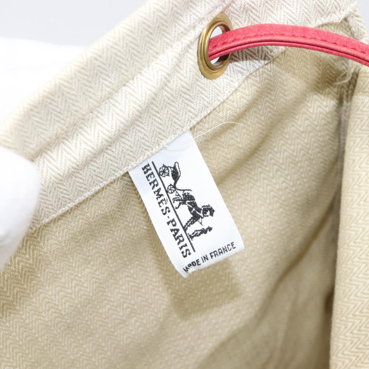 HERMES Aline PM Shoulder Bag Canvas Beige Red Auth 202310