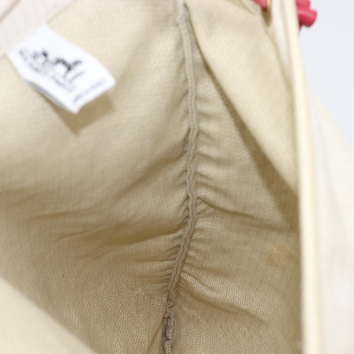 HERMES Aline PM Shoulder Bag Canvas Beige Red Auth 202310