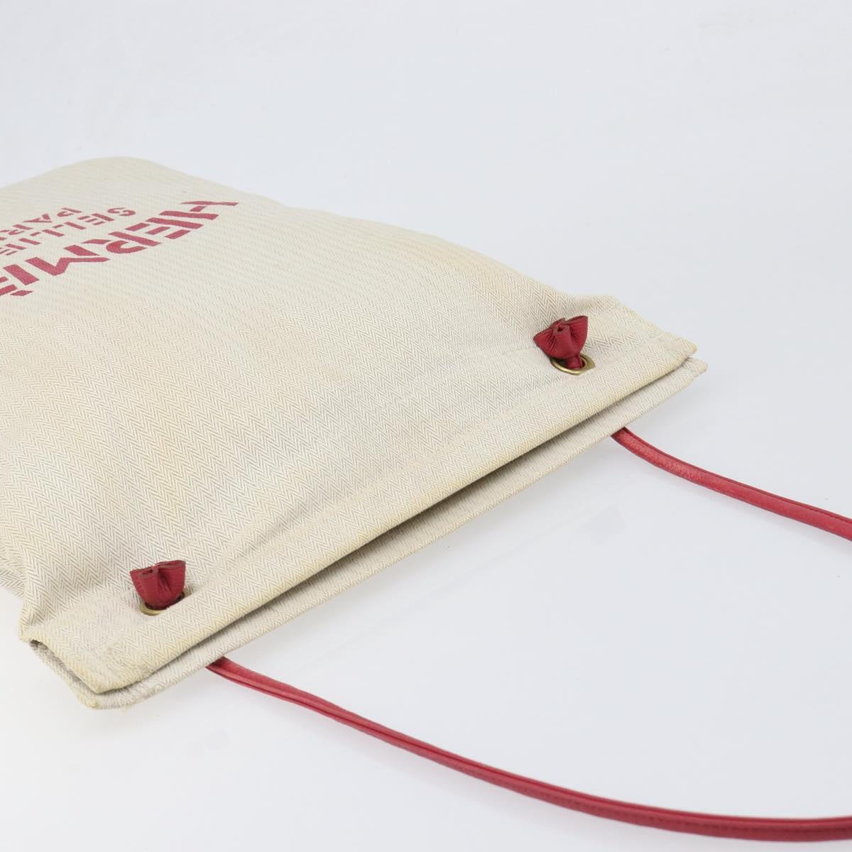 HERMES Aline PM Shoulder Bag Canvas Beige Red Auth 202310