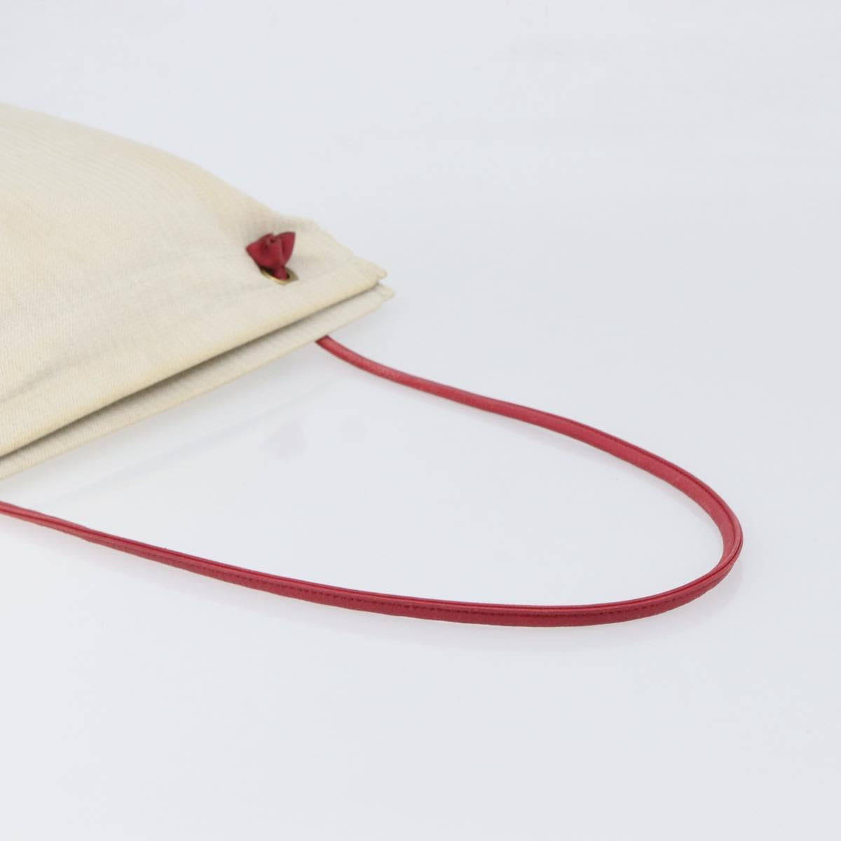 HERMES Aline PM Shoulder Bag Canvas Beige Red Auth 202310