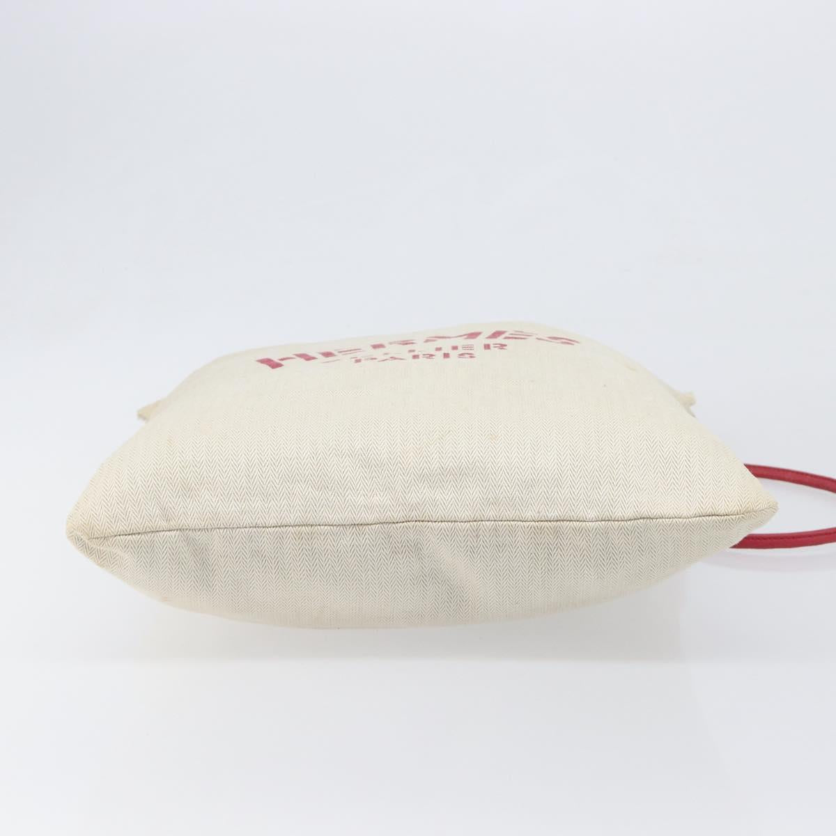 HERMES Aline PM Shoulder Bag Canvas Beige Red Auth 202310
