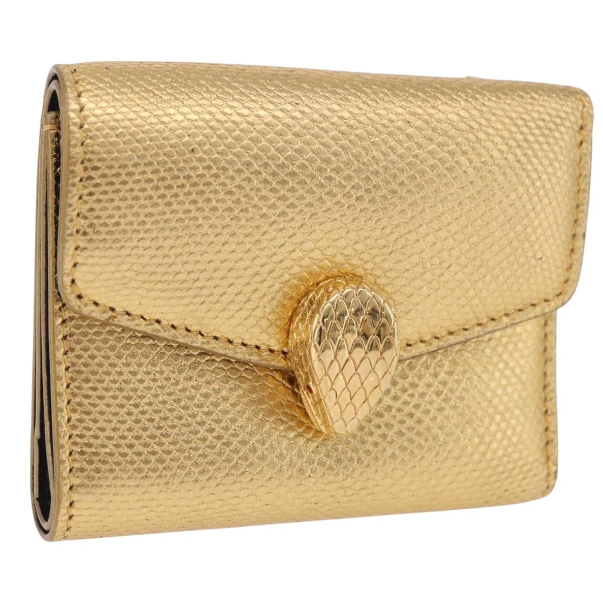 BVLGARI Serpenti Wallet Leather Gold Auth 202311M