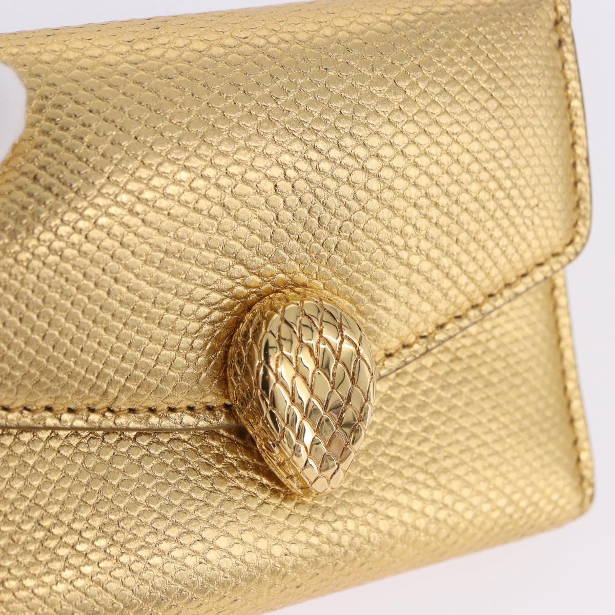 BVLGARI Serpenti Wallet Leather Gold Auth 202311M