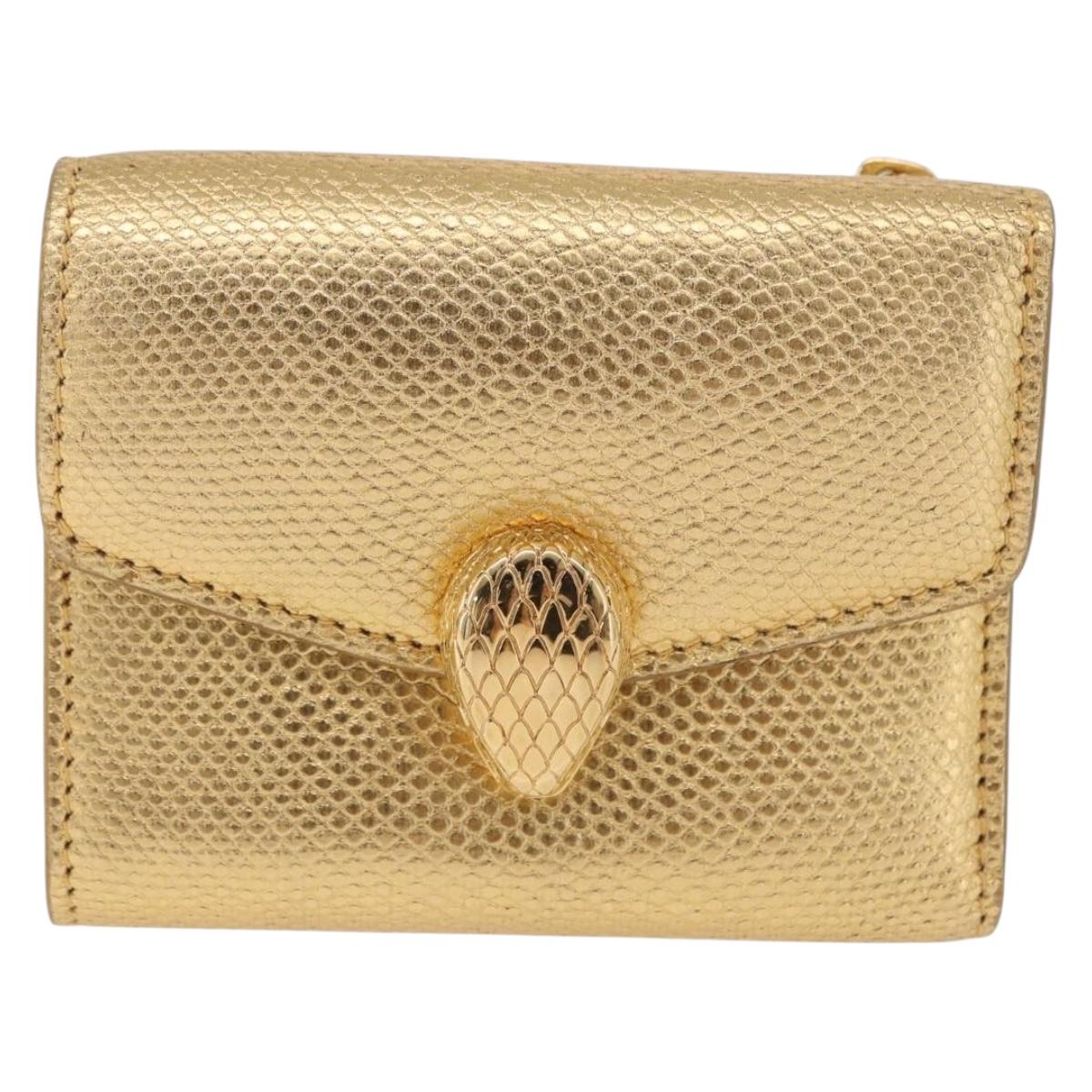 BVLGARI Serpenti Wallet Leather Gold Auth 202311M