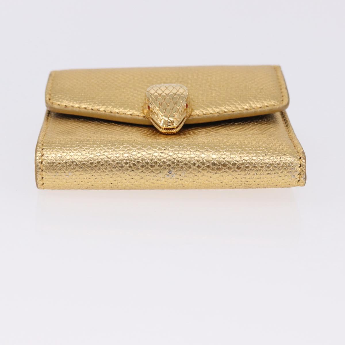 BVLGARI Serpenti Wallet Leather Gold Auth 202311M