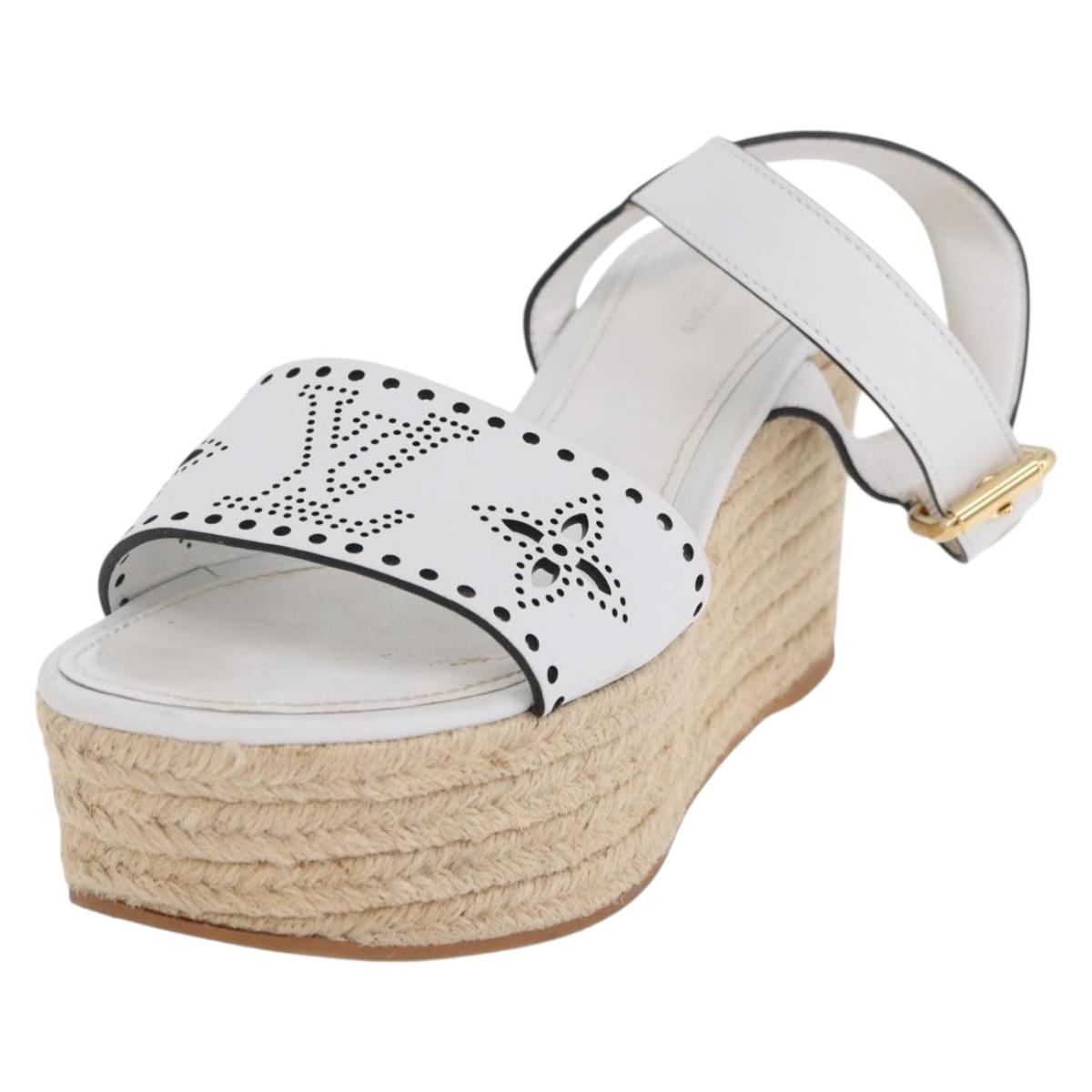 LOUIS VUITTON Star Board Line Sandals Leather White LV Auth 202318M