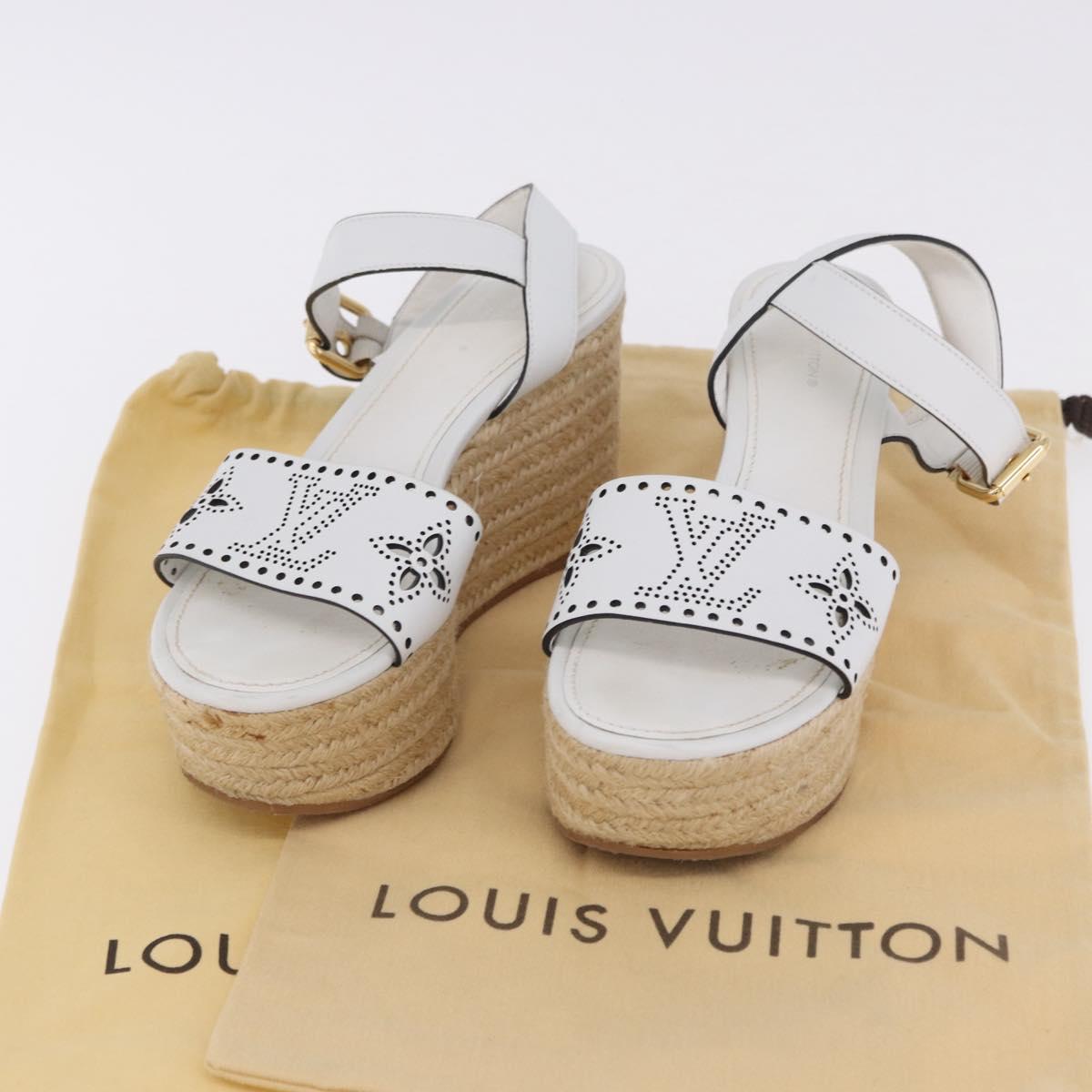 LOUIS VUITTON Star Board Line Sandals Leather White LV Auth 202318M