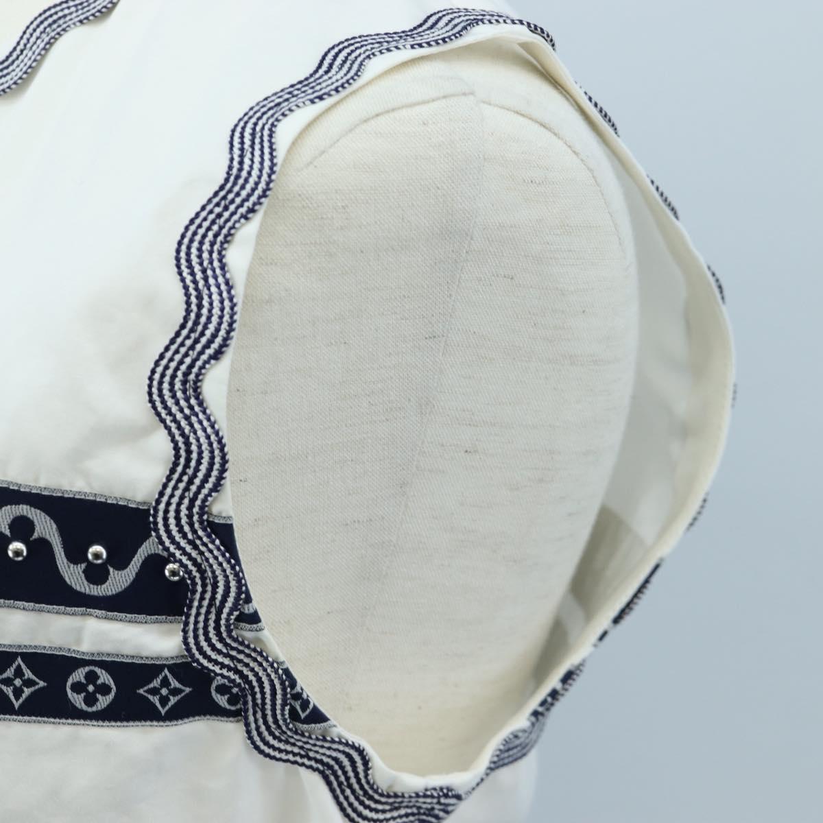 LOUIS VUITTON Sleeveless Top Cotton White Blue LV Auth 202320M