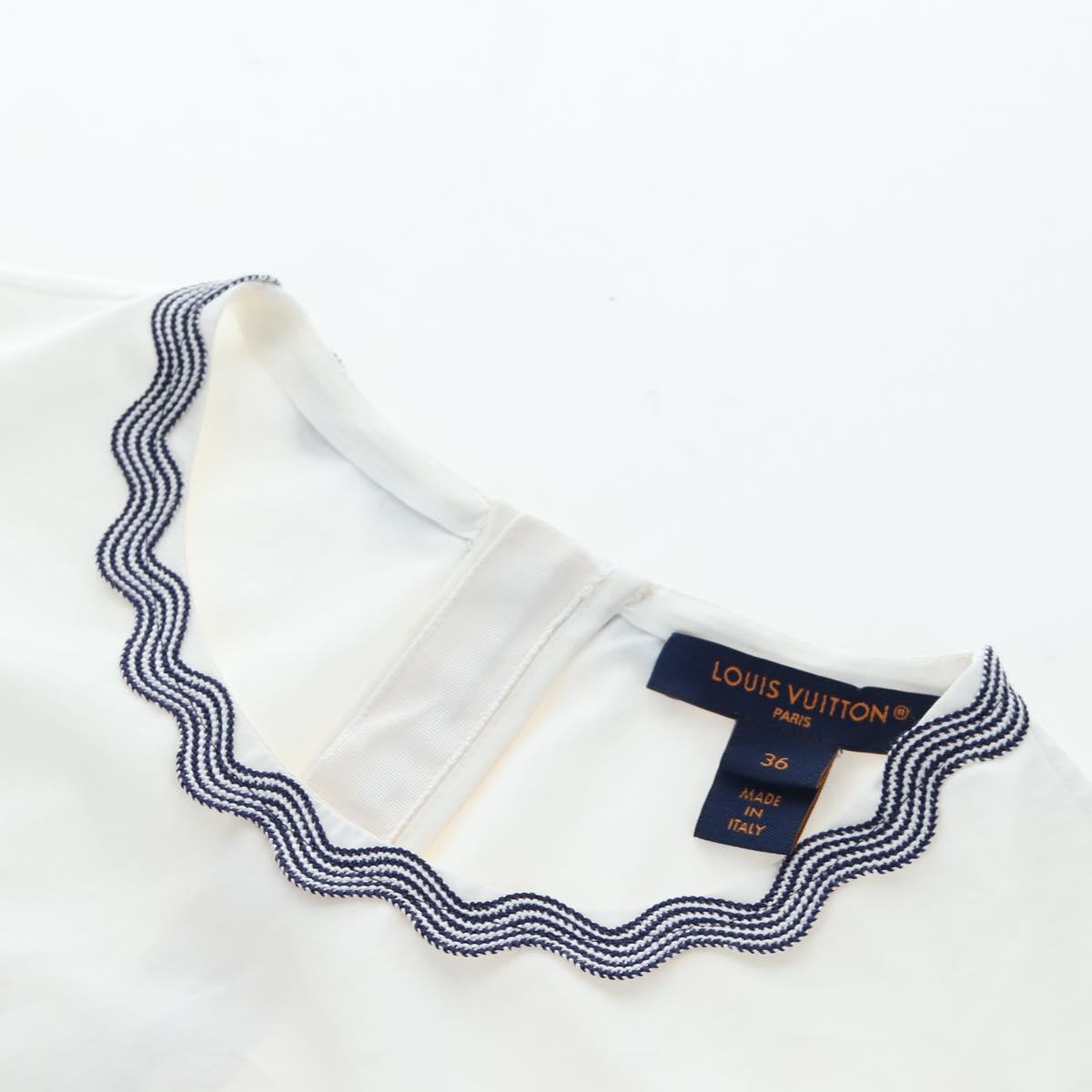 LOUIS VUITTON Sleeveless Top Cotton White Blue LV Auth 202320M