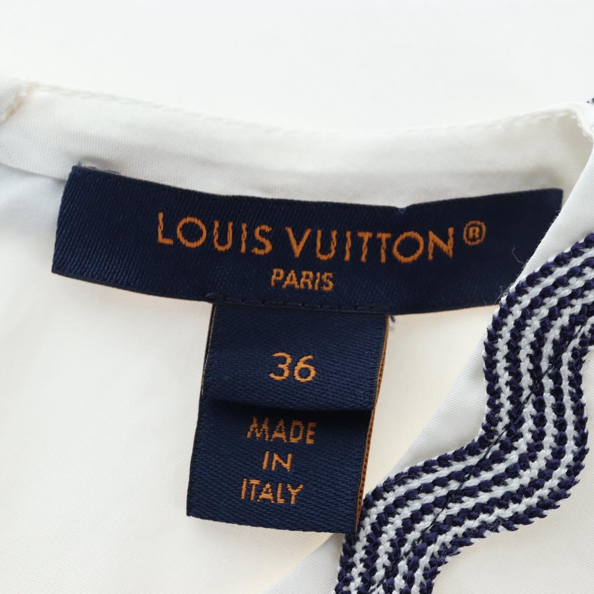 LOUIS VUITTON Sleeveless Top Cotton White Blue LV Auth 202320M