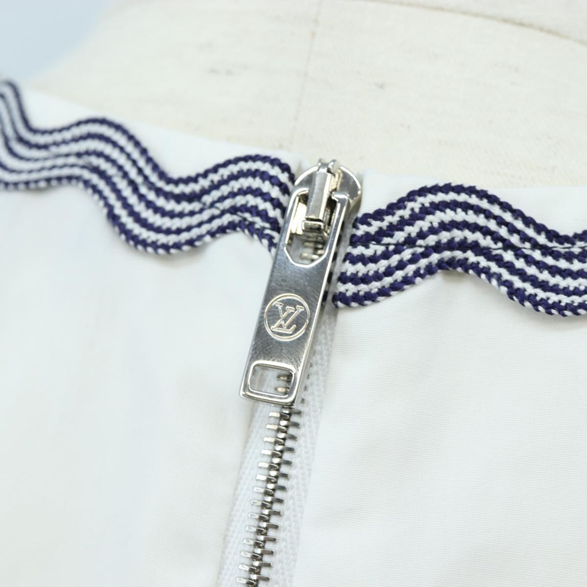 LOUIS VUITTON Sleeveless Top Cotton White Blue LV Auth 202320M