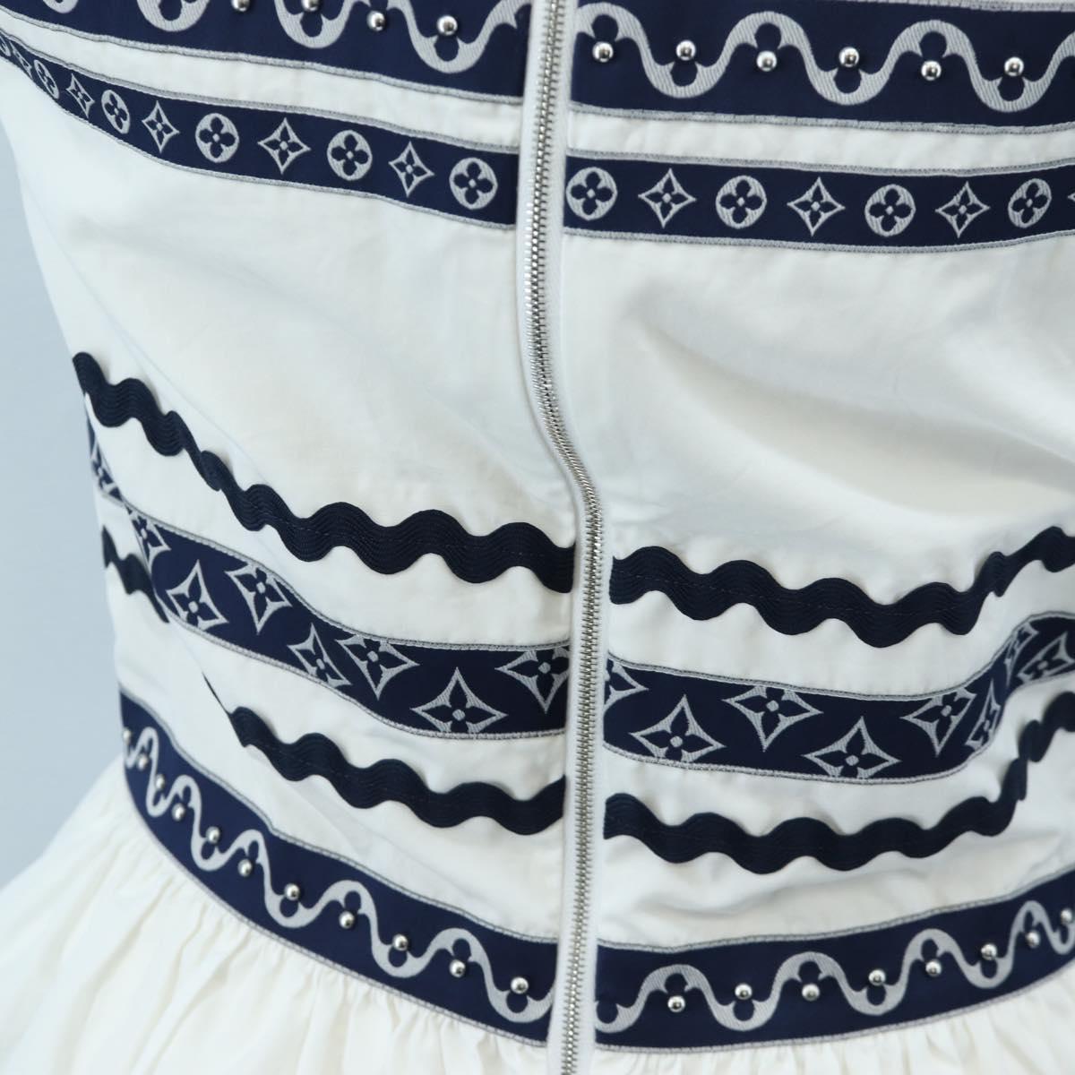 LOUIS VUITTON Sleeveless Top Cotton White Blue LV Auth 202320M