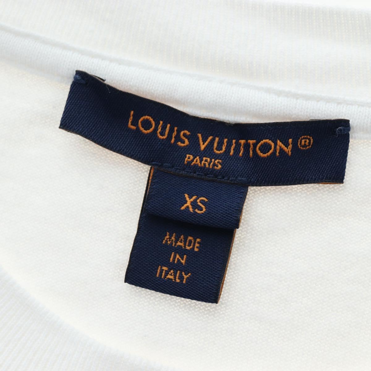 LOUIS VUITTON Short-sleeved T-shirt Cotton "XS" White Gold Tone LV Auth 202321M