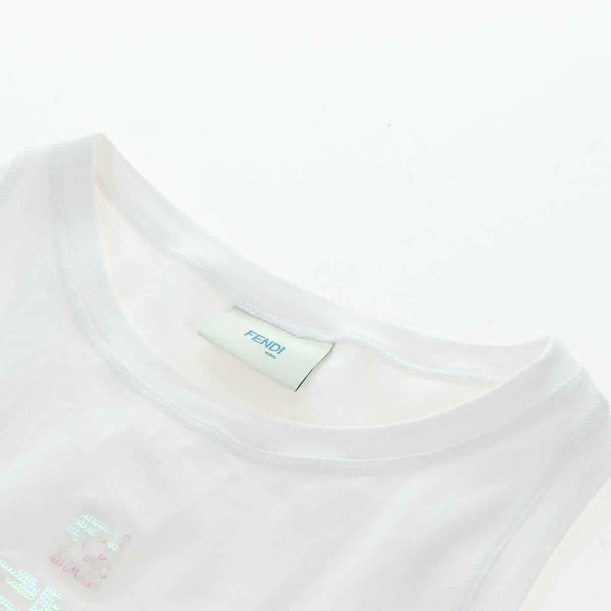 FENDI Cropped Tank Top Cotton White Pink Auth 202322M