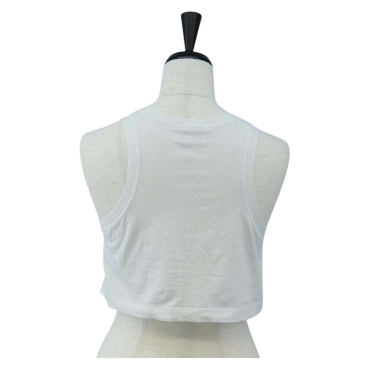 FENDI Cropped Tank Top Cotton White Pink Auth 202322M