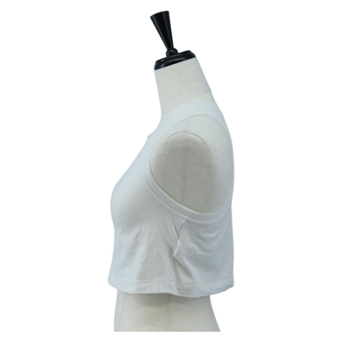 FENDI Cropped Tank Top Cotton White Pink Auth 202322M