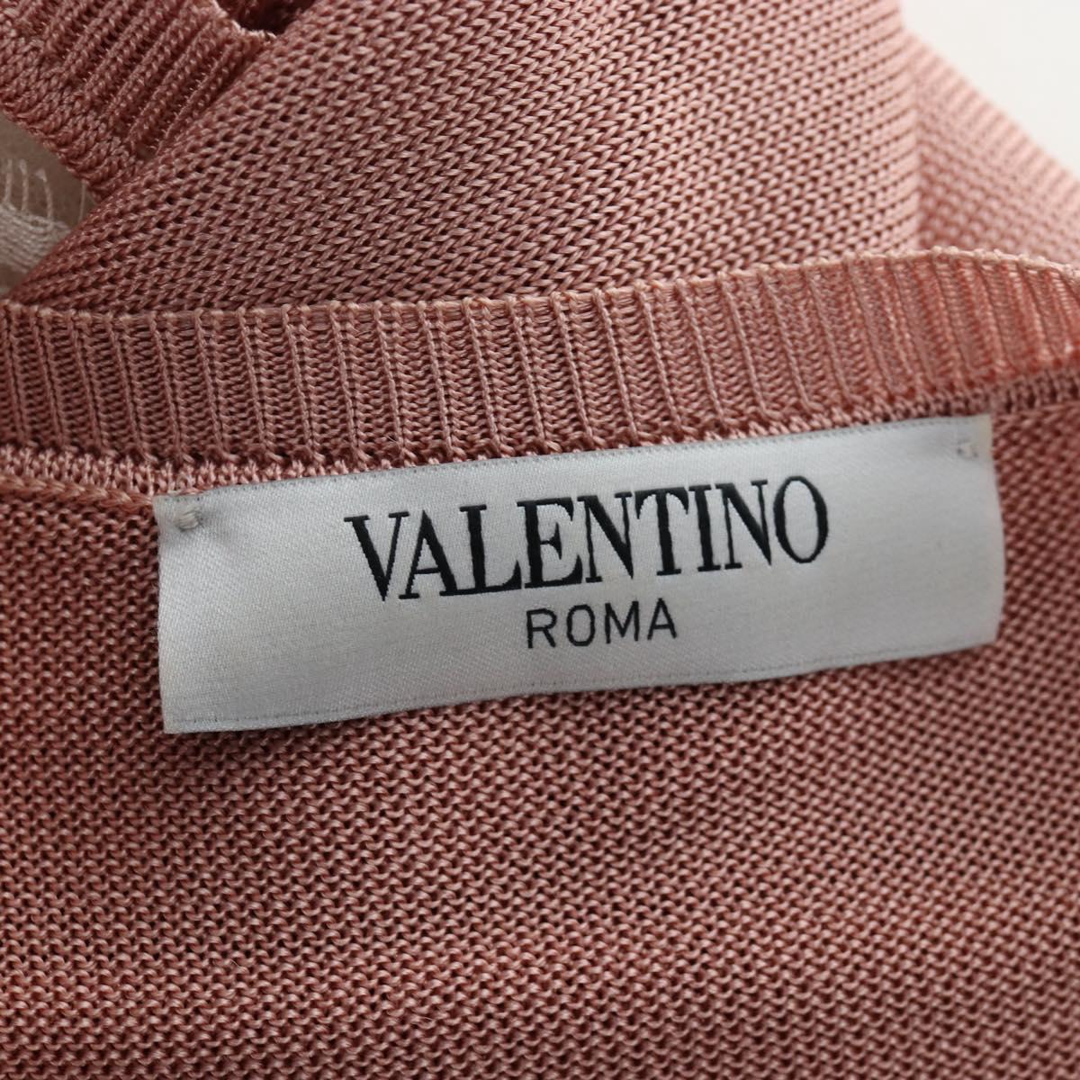 VALENTINO Short-sleeved Top Rayon Pink White Auth 202323M