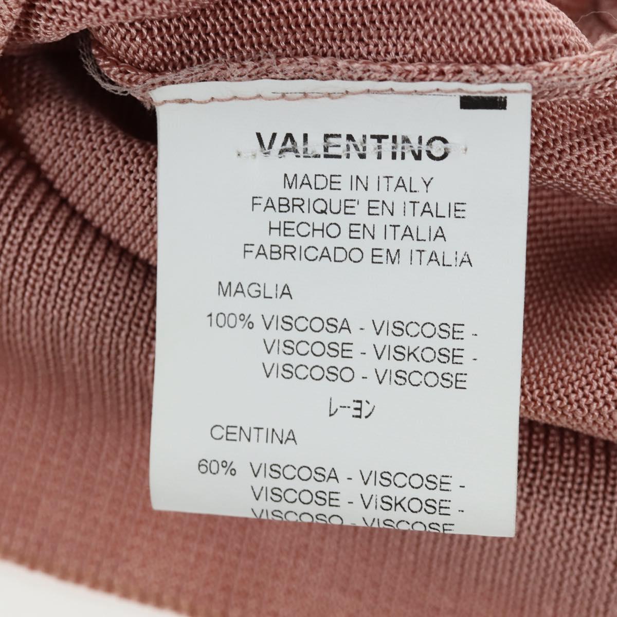 VALENTINO Short-sleeved Top Rayon Pink White Auth 202323M