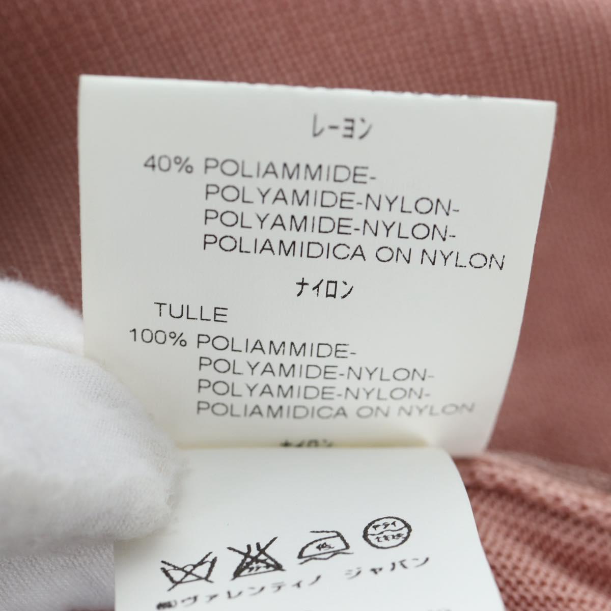 VALENTINO Short-sleeved Top Rayon Pink White Auth 202323M