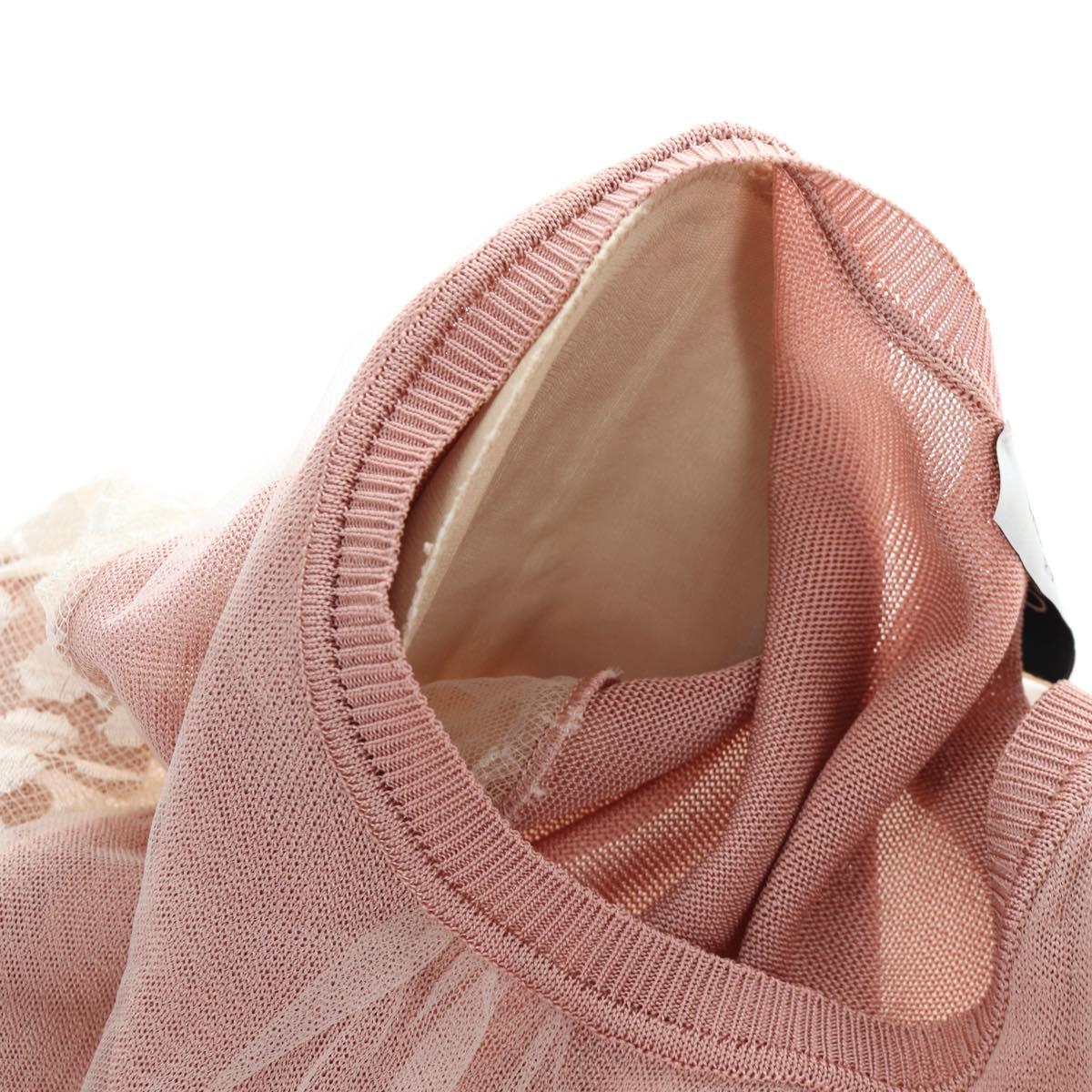 VALENTINO Short-sleeved Top Rayon Pink White Auth 202323M