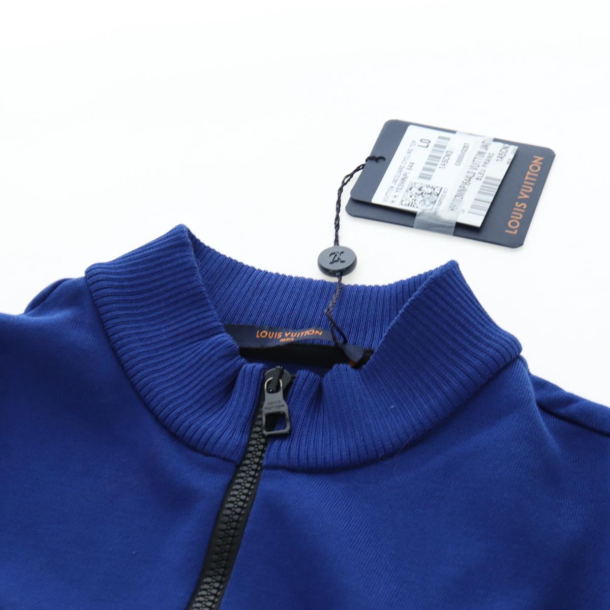 LOUIS VUITTON Jacquard Cycling Tops cotton ""L"" Blue Black LV Auth 202325M