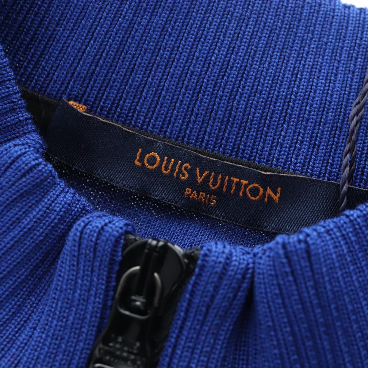LOUIS VUITTON Jacquard Cycling Tops cotton ""L"" Blue Black LV Auth 202325M