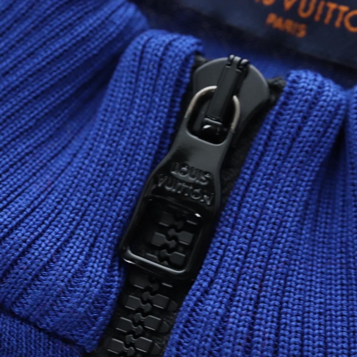 LOUIS VUITTON Jacquard Cycling Tops cotton ""L"" Blue Black LV Auth 202325M