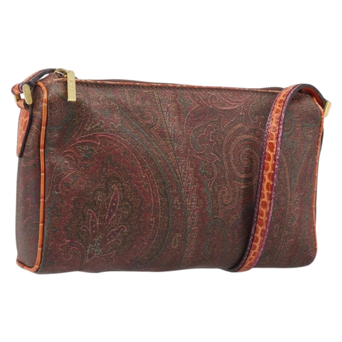 ETRO Shoulder Bag PVC Canvas Brown Bordeaux Auth 202326V