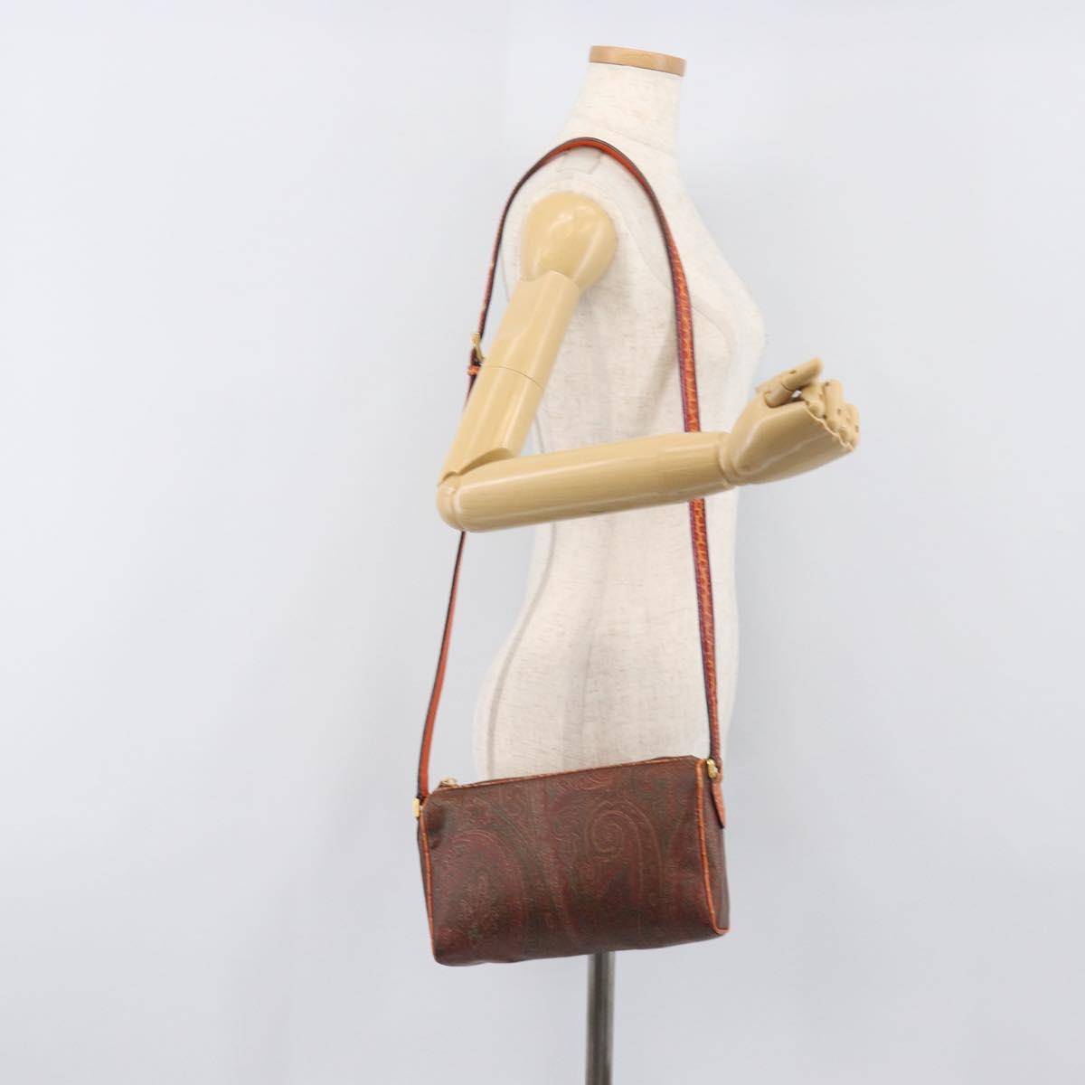 ETRO Shoulder Bag PVC Canvas Brown Bordeaux Auth 202326V