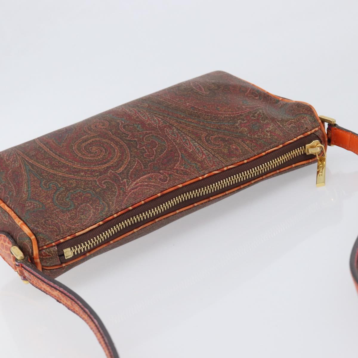 ETRO Shoulder Bag PVC Canvas Brown Bordeaux Auth 202326V