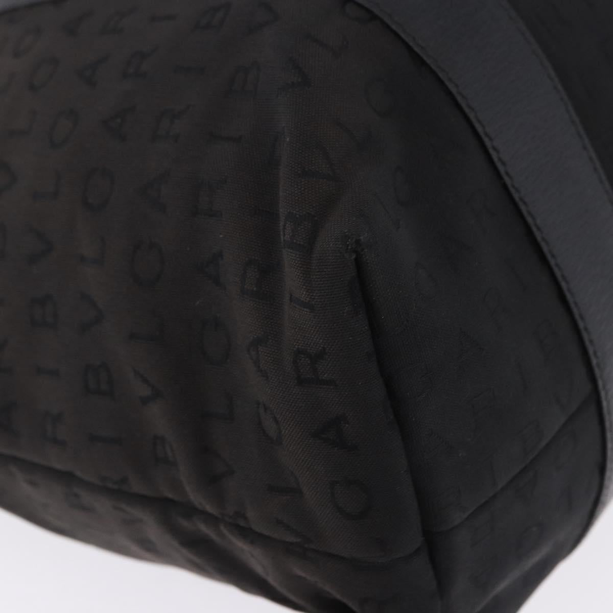 BVLGARI Logo Mania Tote Bag Canvas Black Silver Auth 202329