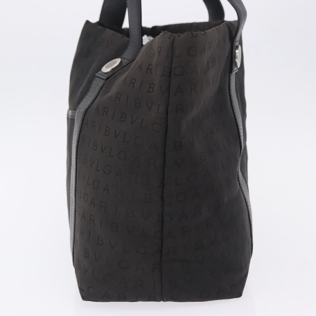 BVLGARI Logo Mania Tote Bag Canvas Black Silver Auth 202329