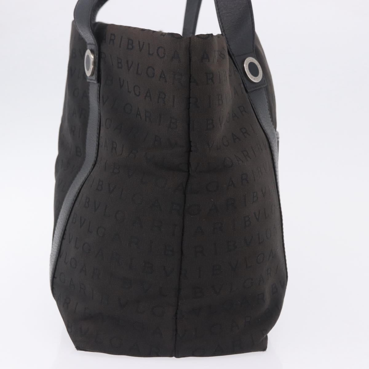 BVLGARI Logo Mania Tote Bag Canvas Black Silver Auth 202329