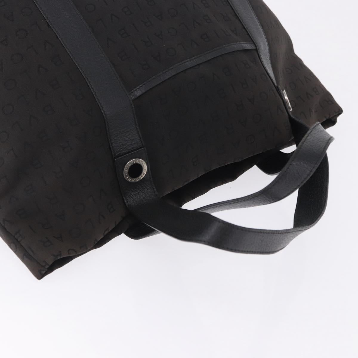 BVLGARI Logo Mania Tote Bag Canvas Black Silver Auth 202329
