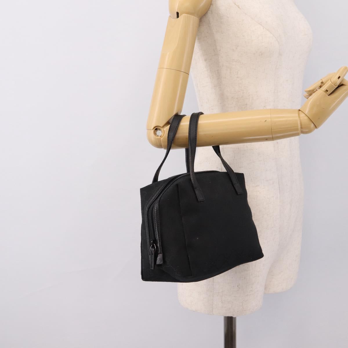 GUCCI GG Canvas Hand Bag Black Silver 124542 Auth 202331A