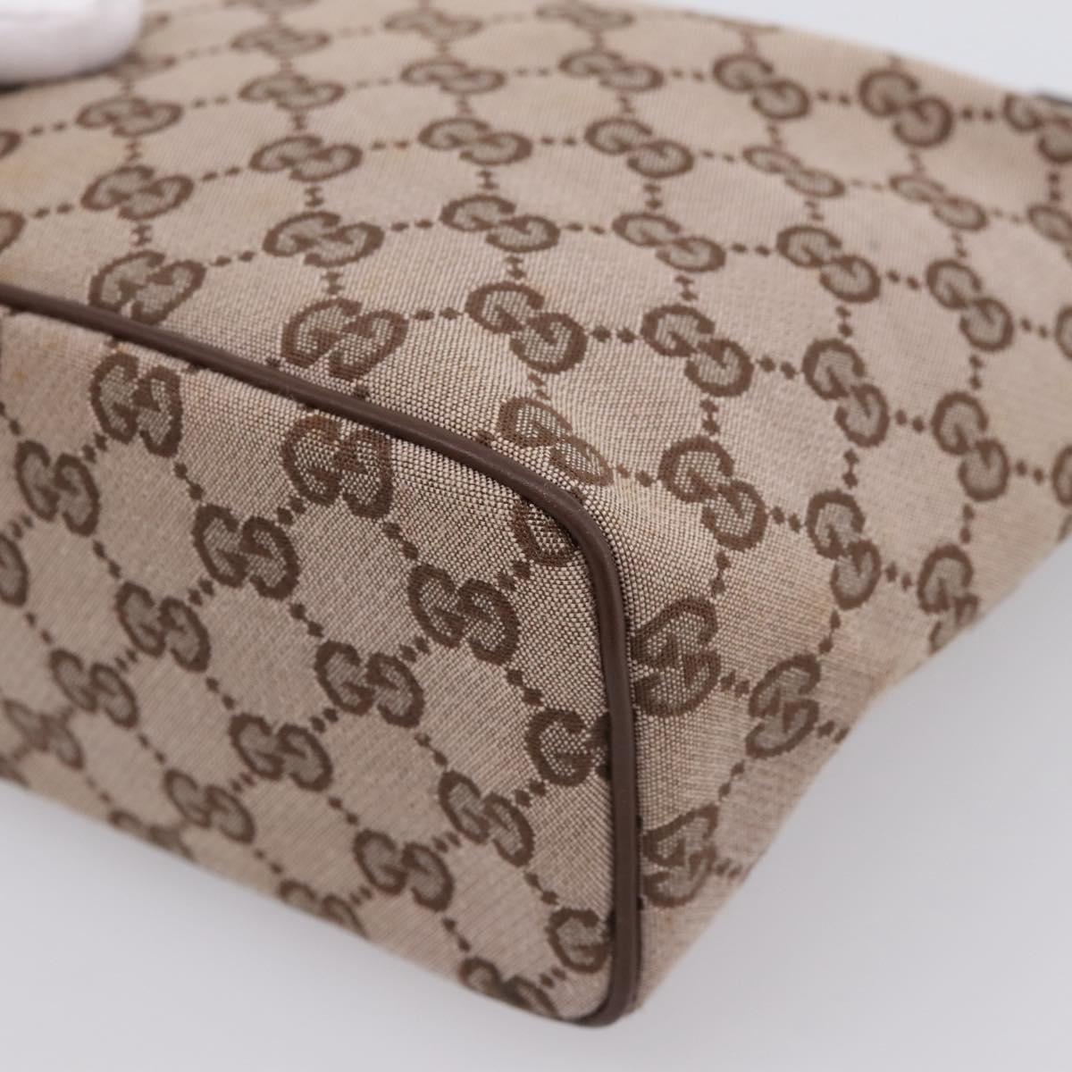 GUCCI GG Canvas hand Pouch Beige Gold Tone 039.1147 Auth 202332A