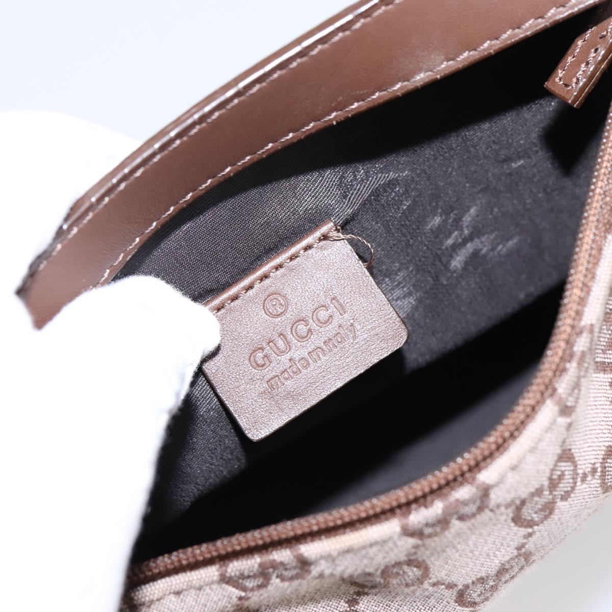 GUCCI GG Canvas hand Pouch Beige Gold Tone 039.1147 Auth 202332A