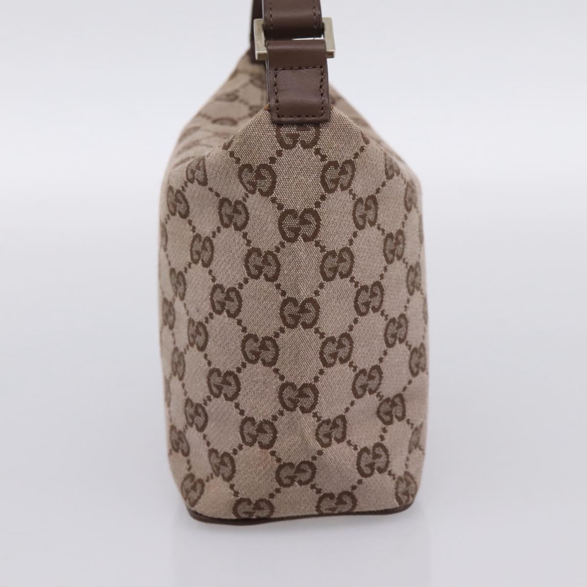 GUCCI GG Canvas hand Pouch Beige Gold Tone 039.1147 Auth 202332A