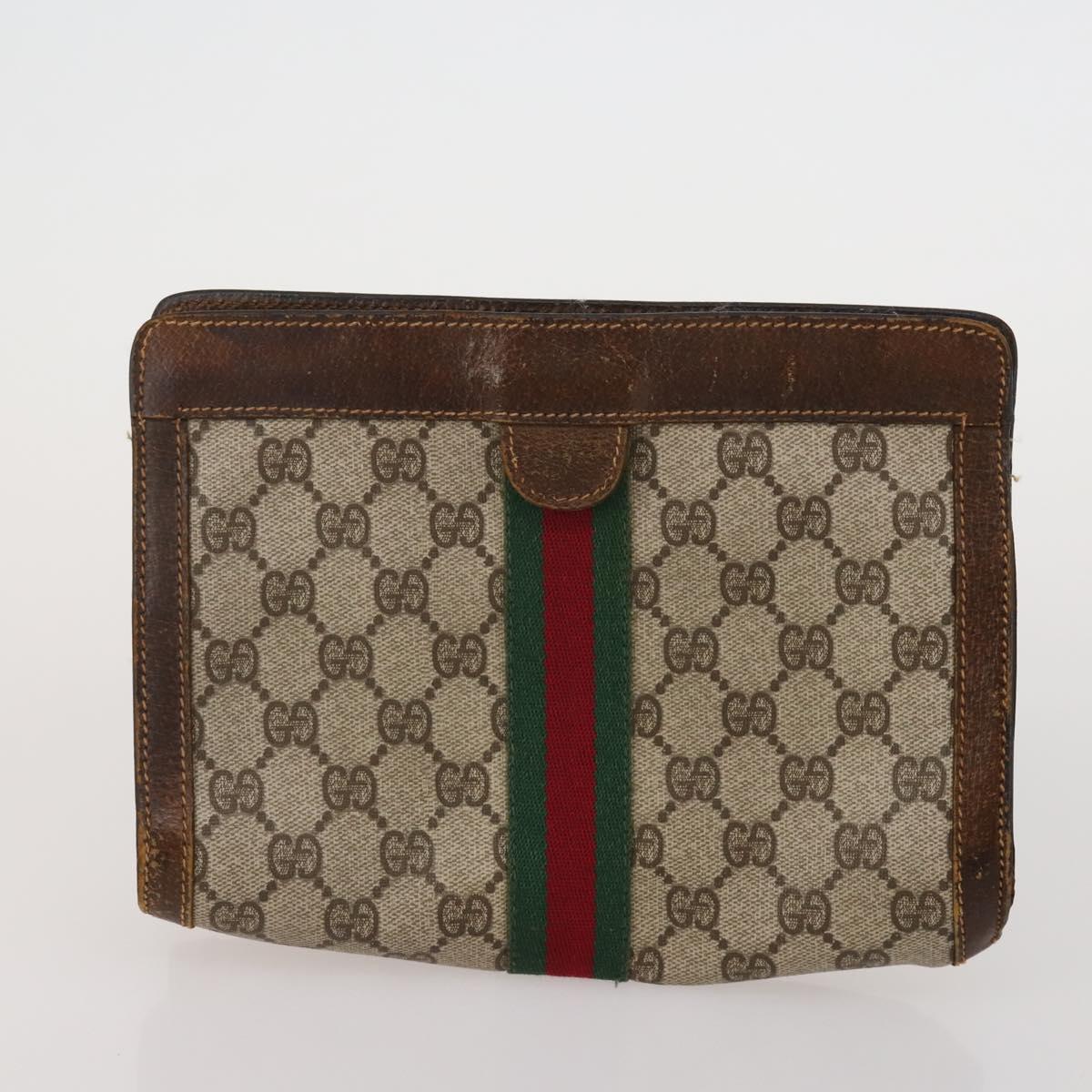 GUCCI GG Canvas Supreme Sherry Line Waist Clutch Tote 3 Set Beige Auth 202333